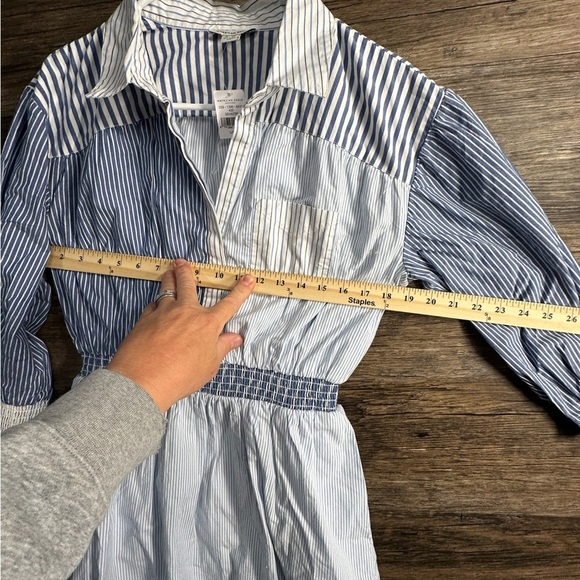 American Eagle Outfitters Blue Pleated Long Sleeve Dress - Picture 5 of 9